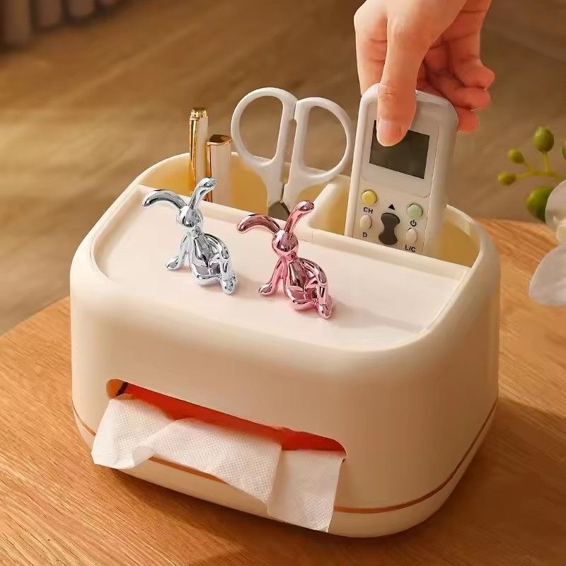 2PC Long-Eared Rabbit Double Statue Cartoon Decoration Accessories Living Room Bedroom Car Decoration Desktop Decorative Ornamet