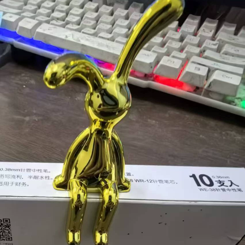 2PC Long-Eared Rabbit Double Statue Cartoon Decoration Accessories Living Room Bedroom Car Decoration Desktop Decorative Ornamet