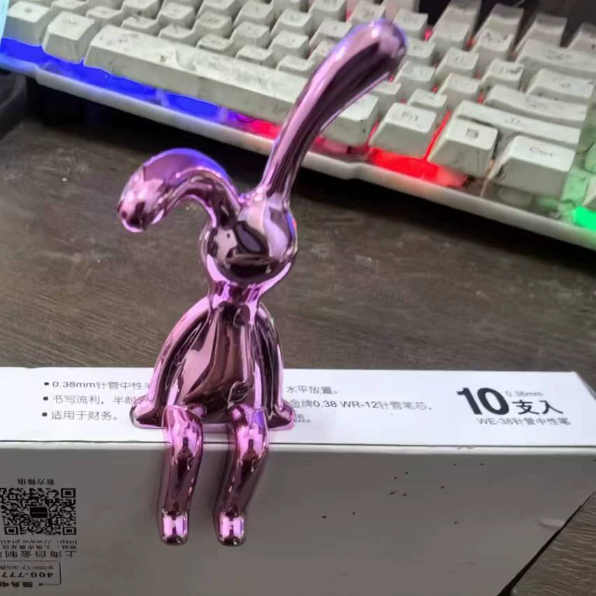 2PC Long-Eared Rabbit Double Statue Cartoon Decoration Accessories Living Room Bedroom Car Decoration Desktop Decorative Ornamet