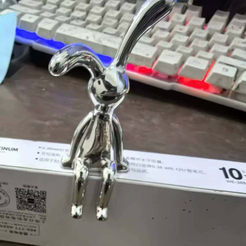 2PC Long-Eared Rabbit Double Statue Cartoon Decoration Accessories Living Room Bedroom Car Decoration Desktop Decorative Ornamet