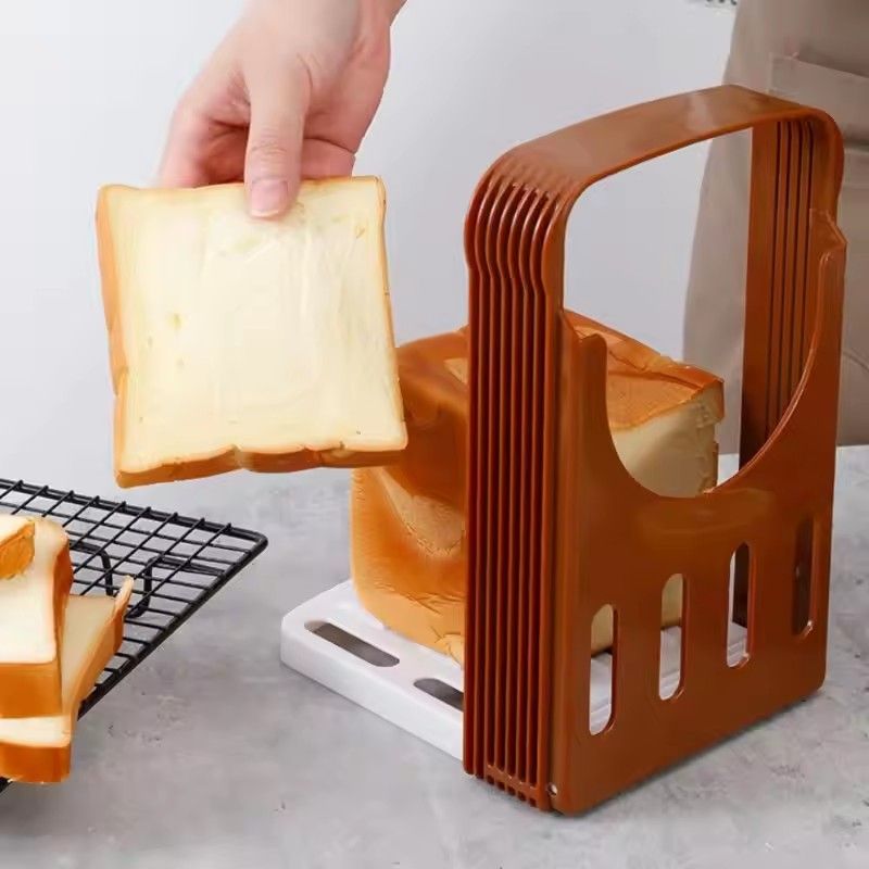 1PCToast Bread Slicer Stand, Foldable Plastic Cutting Tool, Sandwich Cutter Mold, Loaf Cutter Rack, Baking Tool, Kitchen Gadgets