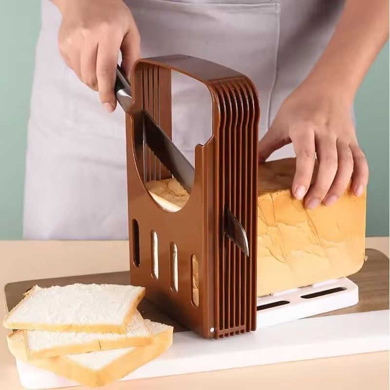 1PCToast Bread Slicer Stand, Foldable Plastic Cutting Tool, Sandwich Cutter Mold, Loaf Cutter Rack, Baking Tool, Kitchen Gadgets