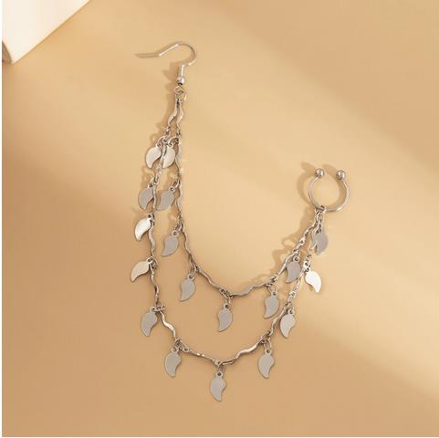 1PC Boho Indian Style Nose Chain Earrings Nose Clip For Women Pearl Butterfly Tassel Nose Ring NonPierceingDangleEarringsJewelry A-2195