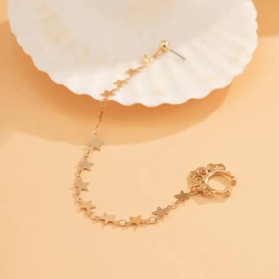 1PC Boho Indian Style Nose Chain Earrings Nose Clip For Women Pearl Butterfly Tassel Nose Ring NonPierceingDangleEarringsJewelry A-2195