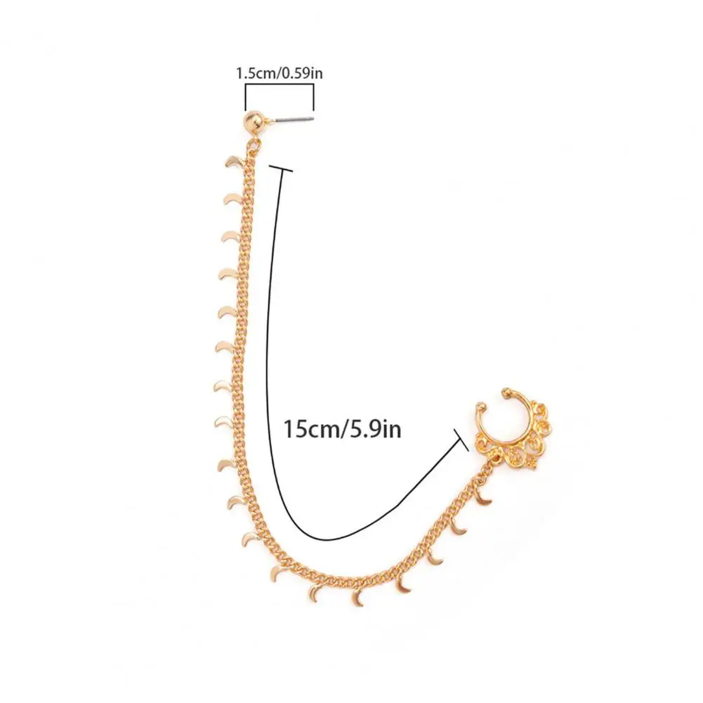 1PC Boho Indian Style Nose Chain Earrings Nose Clip For Women Pearl Butterfly Tassel Nose Ring NonPierceingDangleEarringsJewelry A-2195