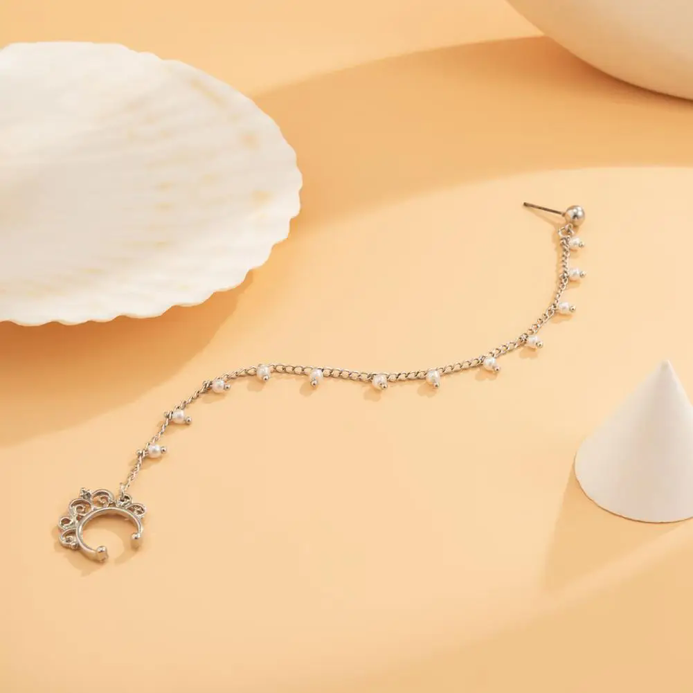 1PC Boho Indian Style Nose Chain Earrings Nose Clip For Women Pearl Butterfly Tassel Nose Ring NonPierceingDangleEarringsJewelry A-2195