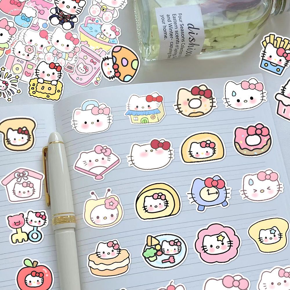 100PCS Sanrio Hello Kitty Stickers Kawaii Cute Anime Sticker Decals for Phone Case Guitar Diary Cartoon Kids Girls Toy