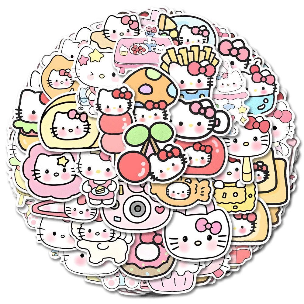 100PCS Sanrio Hello Kitty Stickers Kawaii Cute Anime Sticker Decals for Phone Case Guitar Diary Cartoon Kids Girls Toy