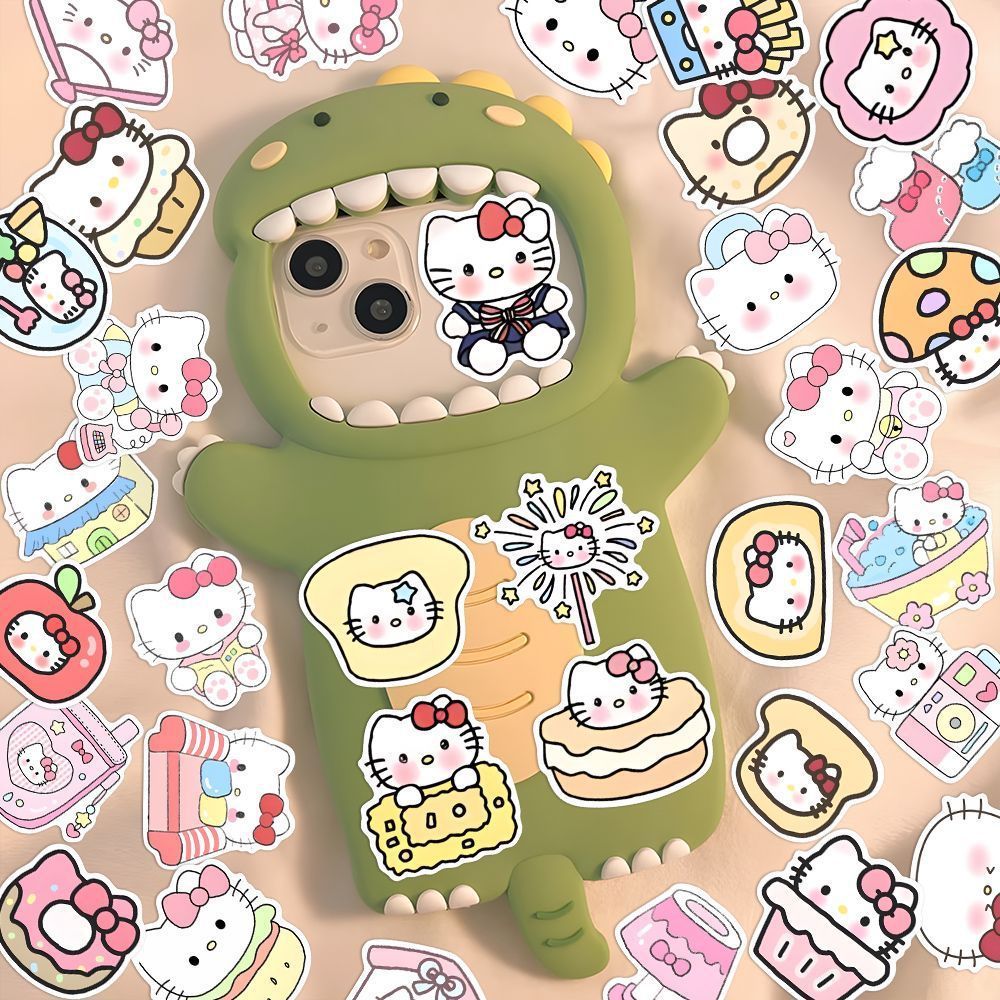 100PCS Sanrio Hello Kitty Stickers Kawaii Cute Anime Sticker Decals for Phone Case Guitar Diary Cartoon Kids Girls Toy