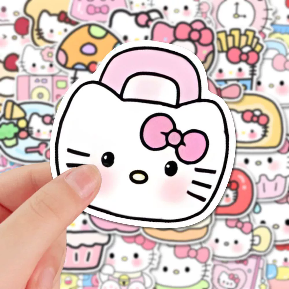 100PCS Sanrio Hello Kitty Stickers Kawaii Cute Anime Sticker Decals for Phone Case Guitar Diary Cartoon Kids Girls Toy