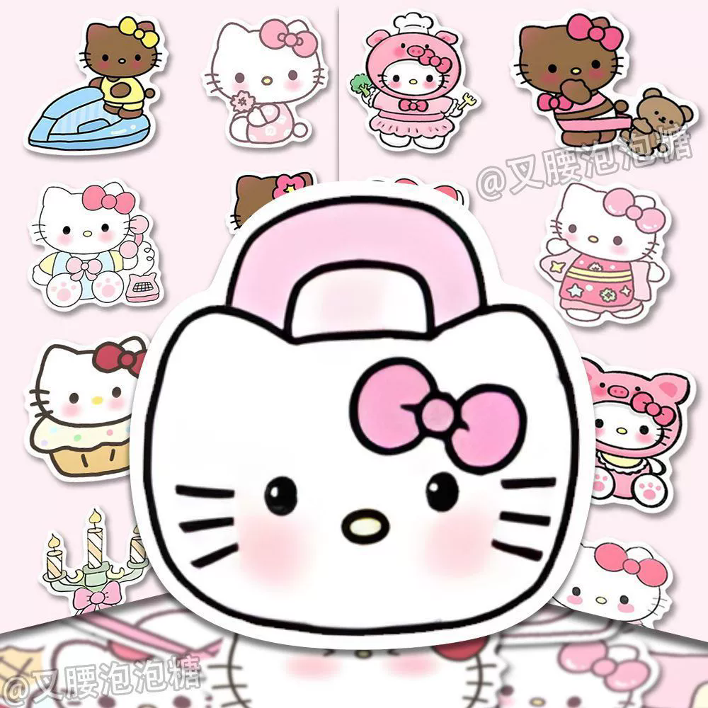 100PCS Sanrio Hello Kitty Stickers Kawaii Cute Anime Sticker Decals for Phone Case Guitar Diary Cartoon Kids Girls Toy