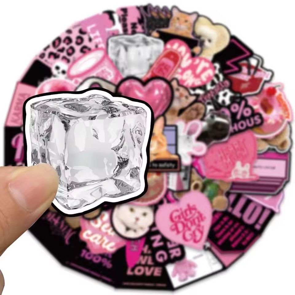 55PCS  Pink Black Style Cool Cartoon Graffiti Stickers Phone Guitar Laptop Notebook Suitcase Cup Waterproof Sticker Decals H-25