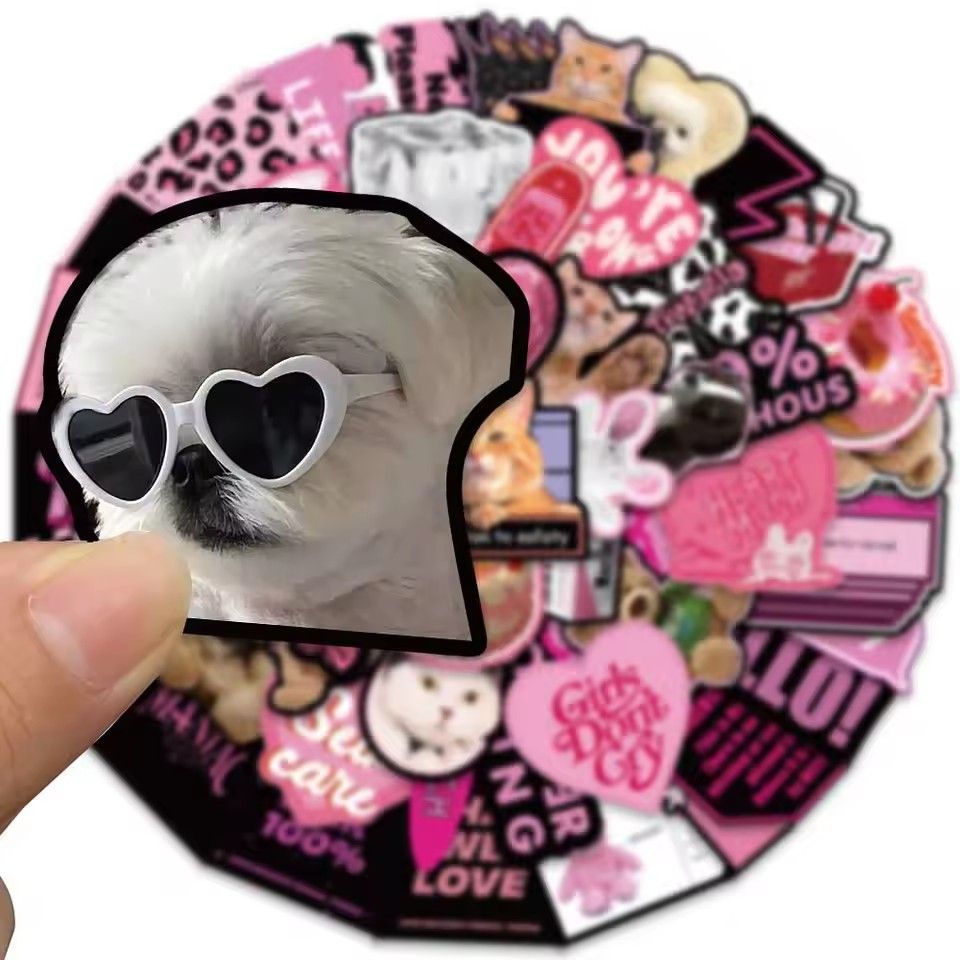 55PCS  Pink Black Style Cool Cartoon Graffiti Stickers Phone Guitar Laptop Notebook Suitcase Cup Waterproof Sticker Decals H-25