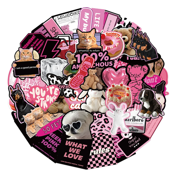 55PCS  Pink Black Style Cool Cartoon Graffiti Stickers Phone Guitar Laptop Notebook Suitcase Cup Waterproof Sticker Decals H-25