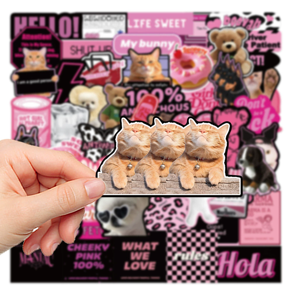55PCS  Pink Black Style Cool Cartoon Graffiti Stickers Phone Guitar Laptop Notebook Suitcase Cup Waterproof Sticker Decals H-25