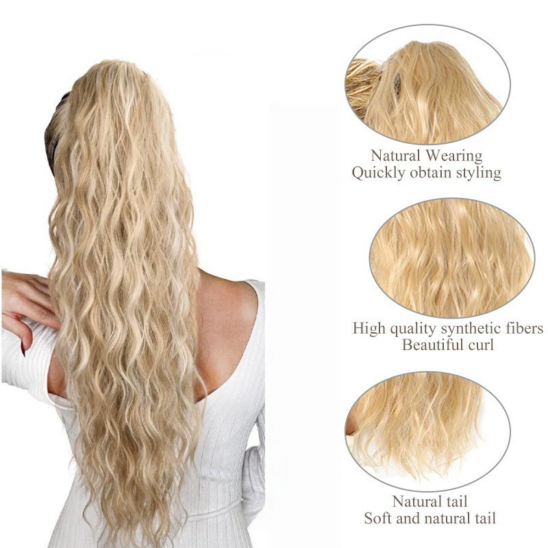 European and American water ripple wool roll gripper clip, ponytail curly hair fluffy wig,ponytailwomen'sfakebraidgripperclipwig
