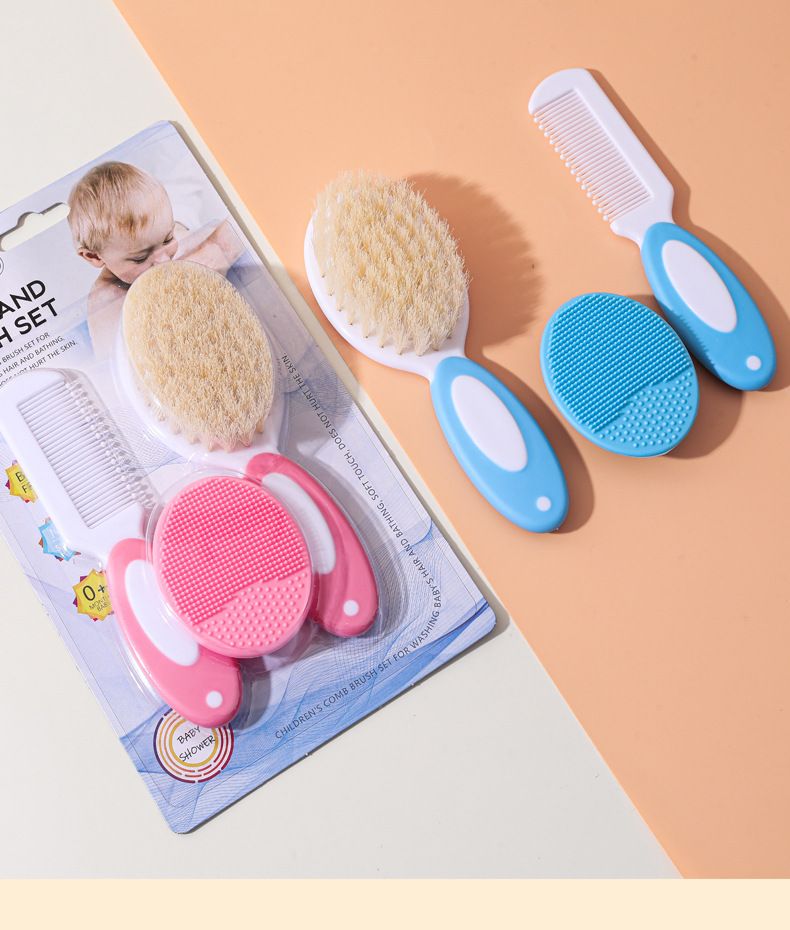 3pcs Baby Bath Brush Set Newborn Head Care Massage Comb Kit Infant Hair Scalp Massager Essential Nursery Must Have Gift for Mom