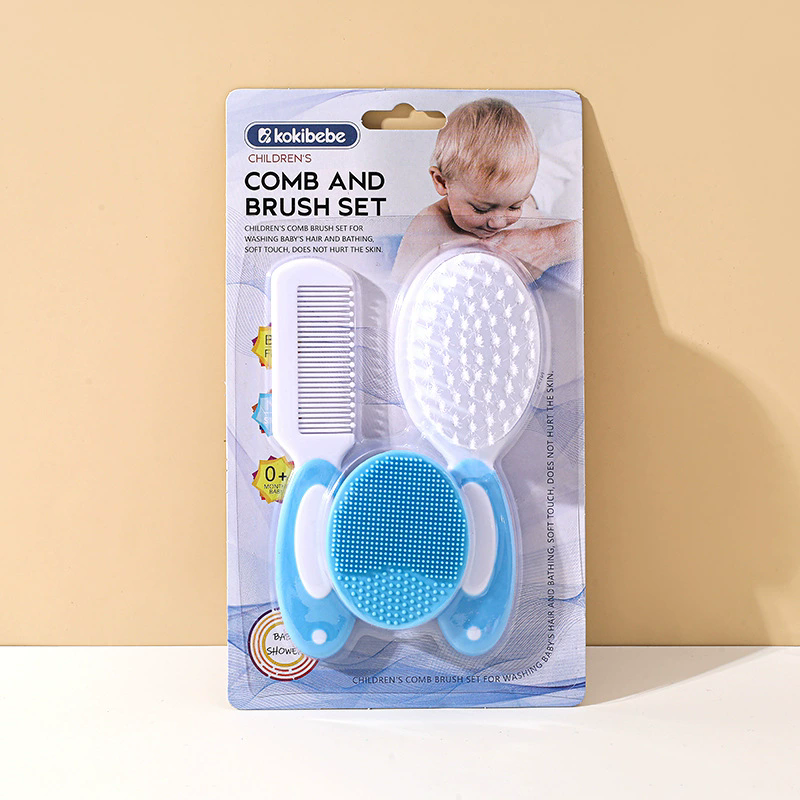 3pcs Baby Bath Brush Set Newborn Head Care Massage Comb Kit Infant Hair Scalp Massager Essential Nursery Must Have Gift for Mom