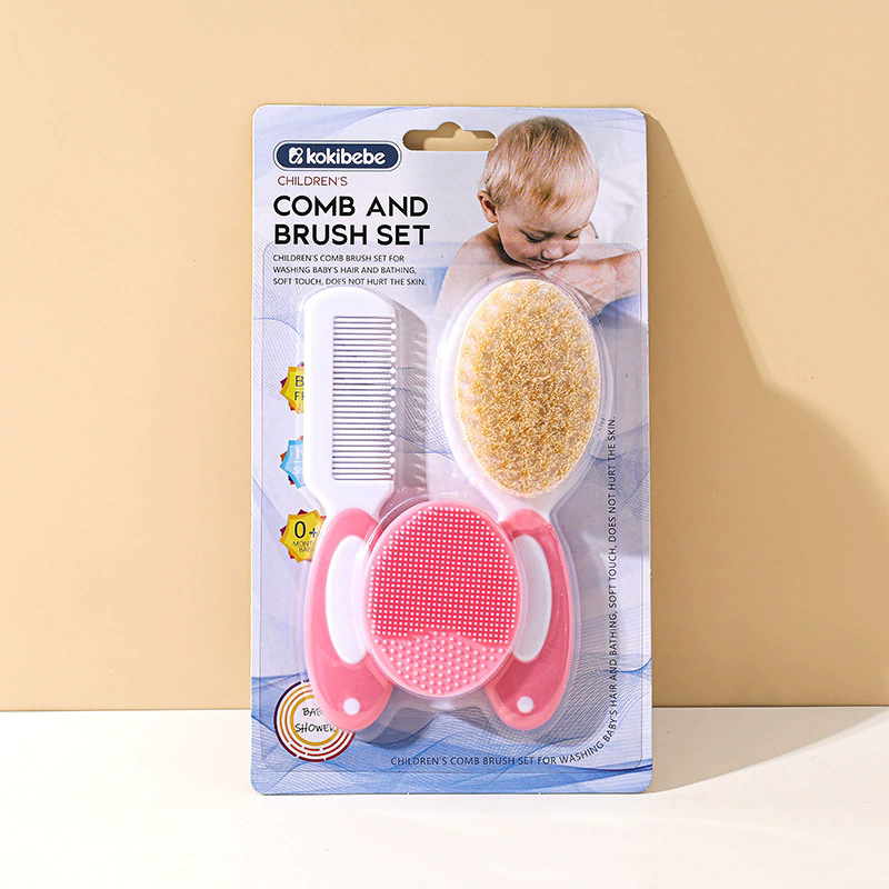 3pcs Baby Bath Brush Set Newborn Head Care Massage Comb Kit Infant Hair Scalp Massager Essential Nursery Must Have Gift for Mom