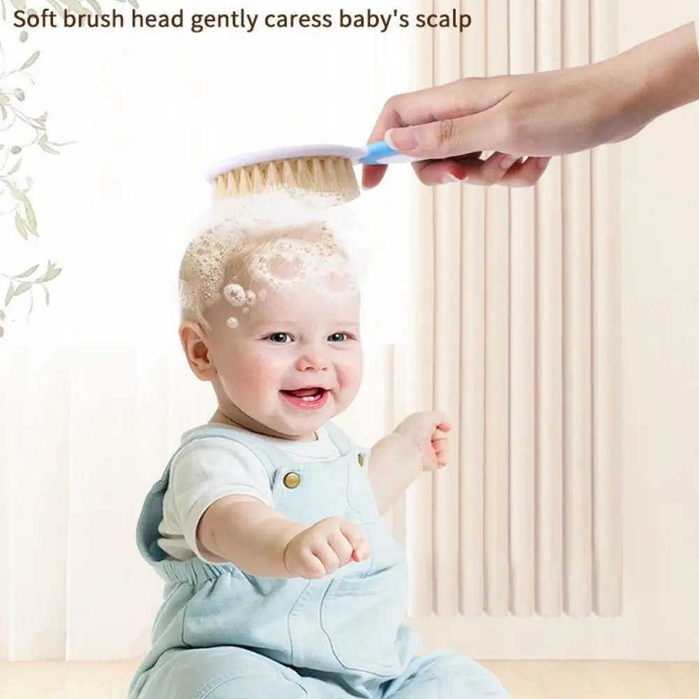 3pcs Baby Bath Brush Set Newborn Head Care Massage Comb Kit Infant Hair Scalp Massager Essential Nursery Must Have Gift for Mom