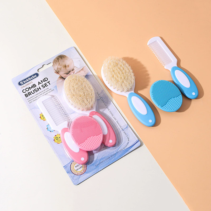 3pcs Baby Bath Brush Set Newborn Head Care Massage Comb Kit Infant Hair Scalp Massager Essential Nursery Must Have Gift for Mom
