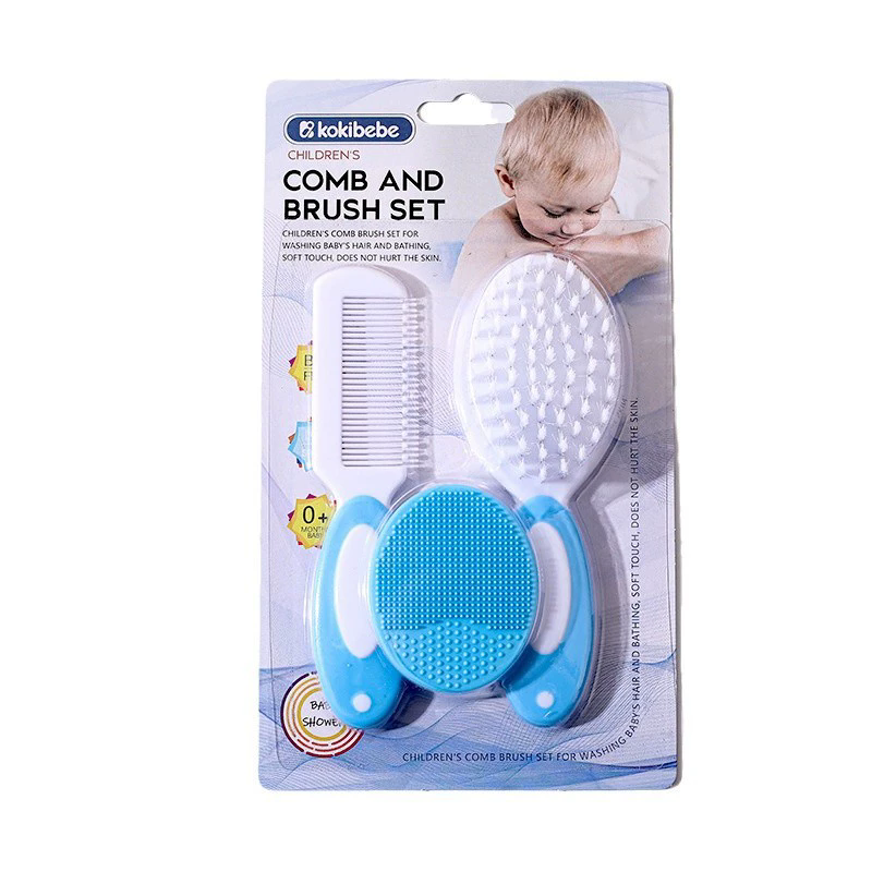 3pcs Baby Bath Brush Set Newborn Head Care Massage Comb Kit Infant Hair Scalp Massager Essential Nursery Must Have Gift for Mom