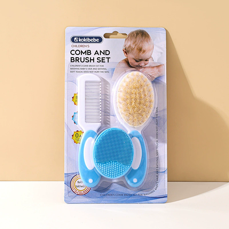 3pcs Baby Bath Brush Set Newborn Head Care Massage Comb Kit Infant Hair Scalp Massager Essential Nursery Must Have Gift for Mom