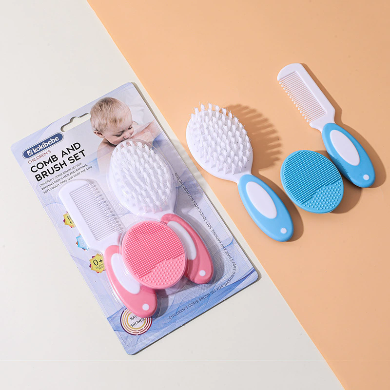 3pcs Baby Bath Brush Set Newborn Head Care Massage Comb Kit Infant Hair Scalp Massager Essential Nursery Must Have Gift for Mom