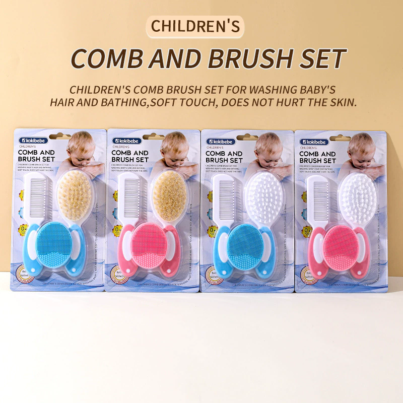 3pcs Baby Bath Brush Set Newborn Head Care Massage Comb Kit Infant Hair Scalp Massager Essential Nursery Must Have Gift for Mom