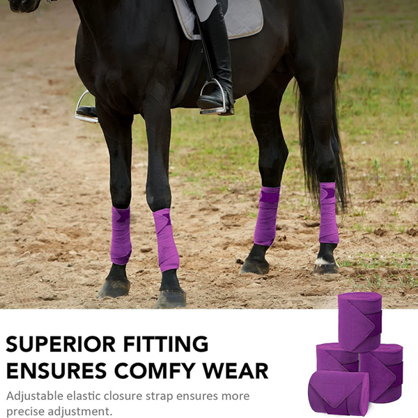 4 Pcs  Soft Flannel Horse Leg Wraps Protect Bandage for Equestrian Riding Racing Accessories Protection Equipment
