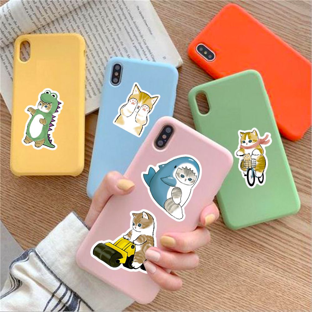 50Pcs Kawaii Cat Cartoon Sticker Cute Animal Decals Kids Toys DIY Scrapbook Laptop Stationary Guitar Suitcase Car Sticker