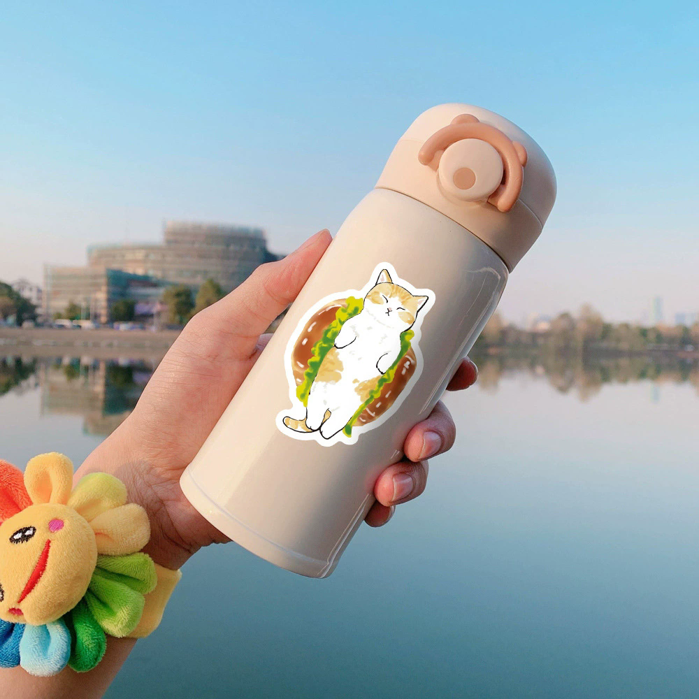 50Pcs Kawaii Cat Cartoon Sticker Cute Animal Decals Kids Toys DIY Scrapbook Laptop Stationary Guitar Suitcase Car Sticker