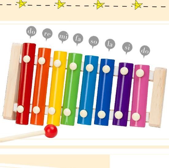 Wooden Eight tone Hand Qin for Infants and ChildrenPuzzle Musical Instrument Toy for 1-2-3 Year Old ChildrenSmall Wooden Qin