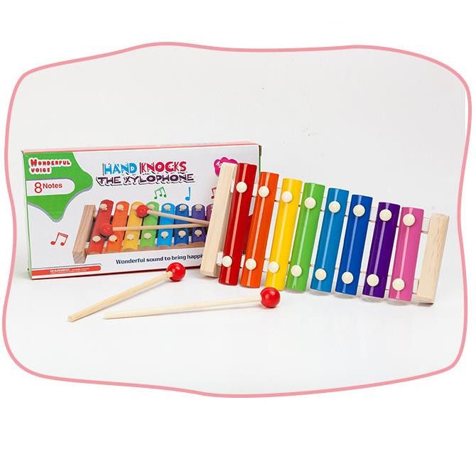 Wooden Eight tone Hand Qin for Infants and ChildrenPuzzle Musical Instrument Toy for 1-2-3 Year Old ChildrenSmall Wooden Qin