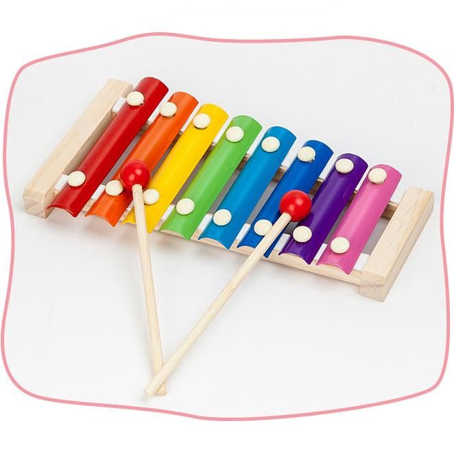Wooden Eight tone Hand Qin for Infants and ChildrenPuzzle Musical Instrument Toy for 1-2-3 Year Old ChildrenSmall Wooden Qin