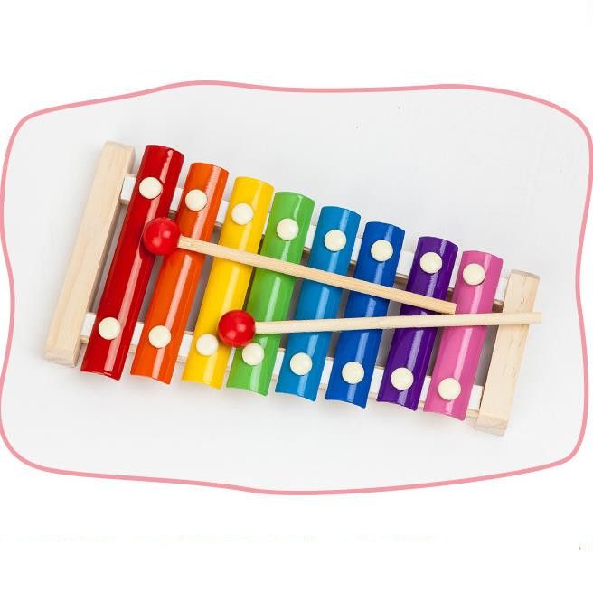 Wooden Eight tone Hand Qin for Infants and ChildrenPuzzle Musical Instrument Toy for 1-2-3 Year Old ChildrenSmall Wooden Qin