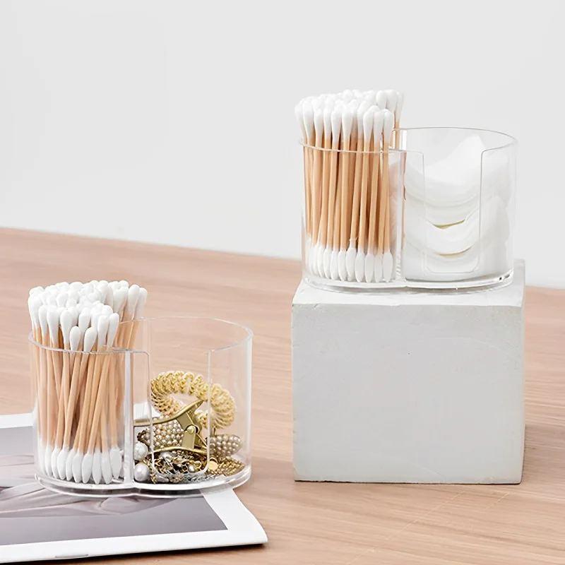 1PC  Plastic storage boxbathroom jar, makeup storage cotton, circular pad holder, cotton swab box holder, dispenser storage jar