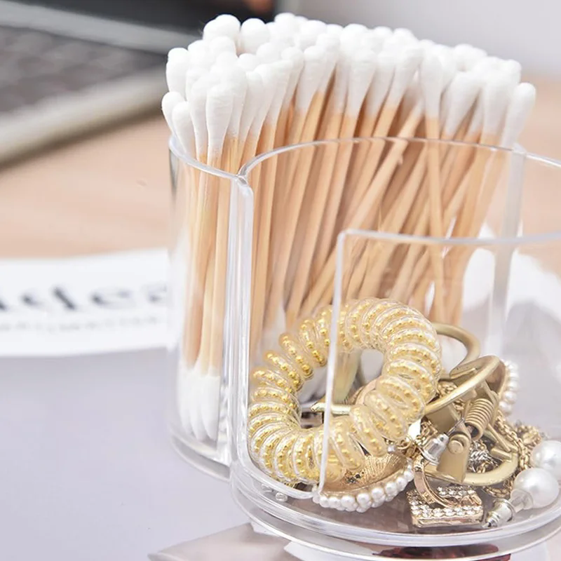 1PC  Plastic storage boxbathroom jar, makeup storage cotton, circular pad holder, cotton swab box holder, dispenser storage jar