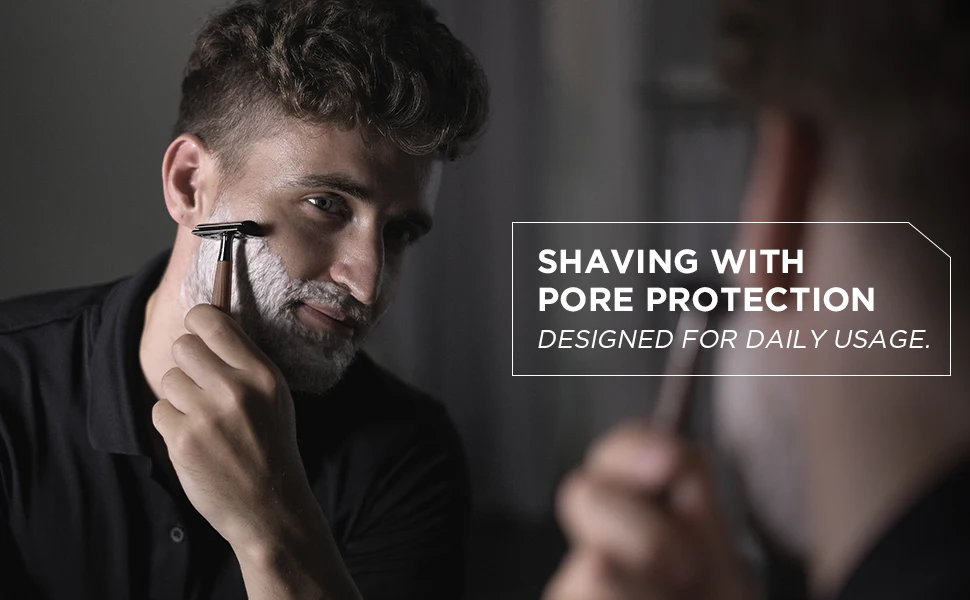 Double Edge Safety Razor, Faux Wood Zinc Alloy Handle Razor with 5 Swiss Stainless Steel Blades, Heavy Duty Eco-Friendly Razor f