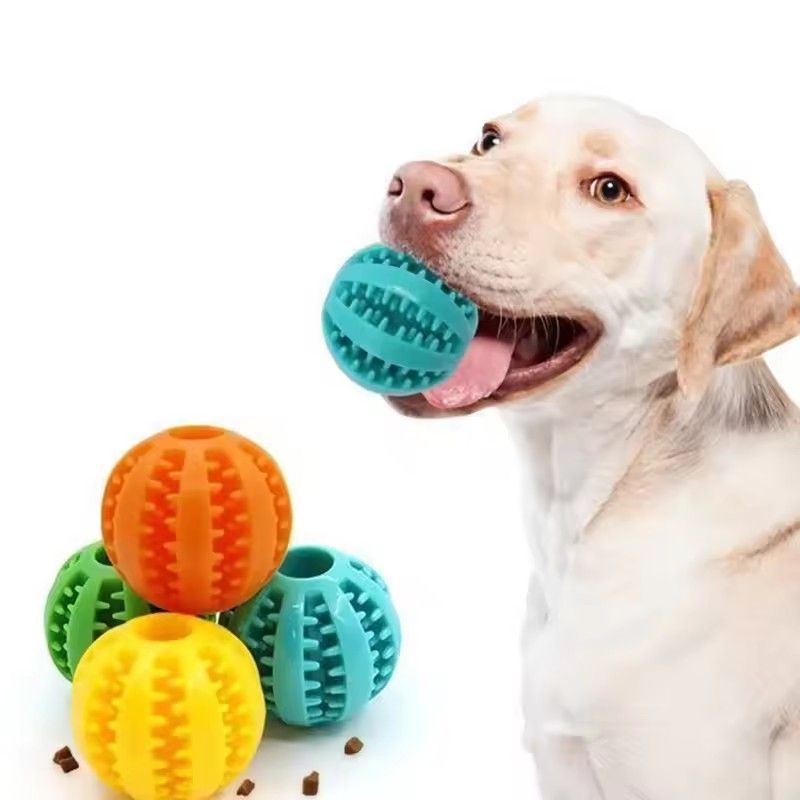 1PC   Dog Toy Ball Can Leak Food Bouncy Ball Rubber Dogs Molar Toys Balls Bite Resistant Pet Teeth Cleaning Toy Dog Accessories