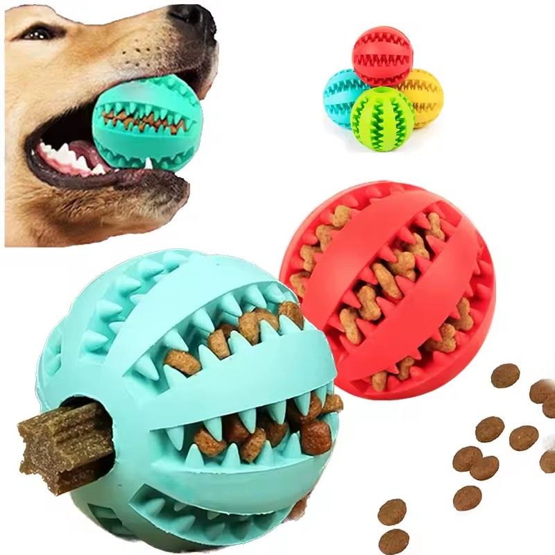 1PC   Dog Toy Ball Can Leak Food Bouncy Ball Rubber Dogs Molar Toys Balls Bite Resistant Pet Teeth Cleaning Toy Dog Accessories
