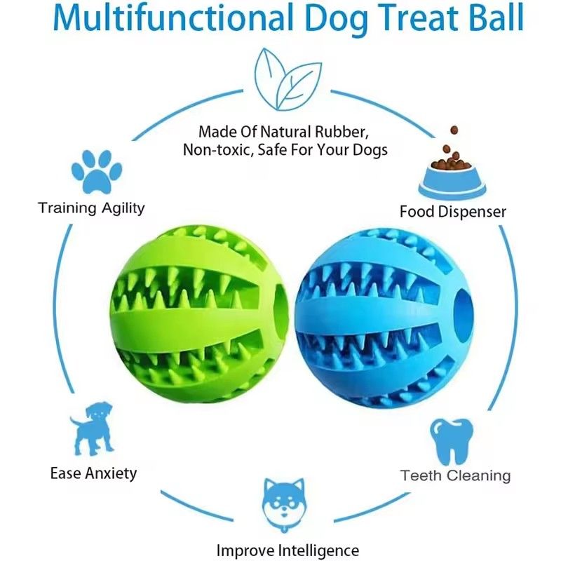 1PC   Dog Toy Ball Can Leak Food Bouncy Ball Rubber Dogs Molar Toys Balls Bite Resistant Pet Teeth Cleaning Toy Dog Accessories
