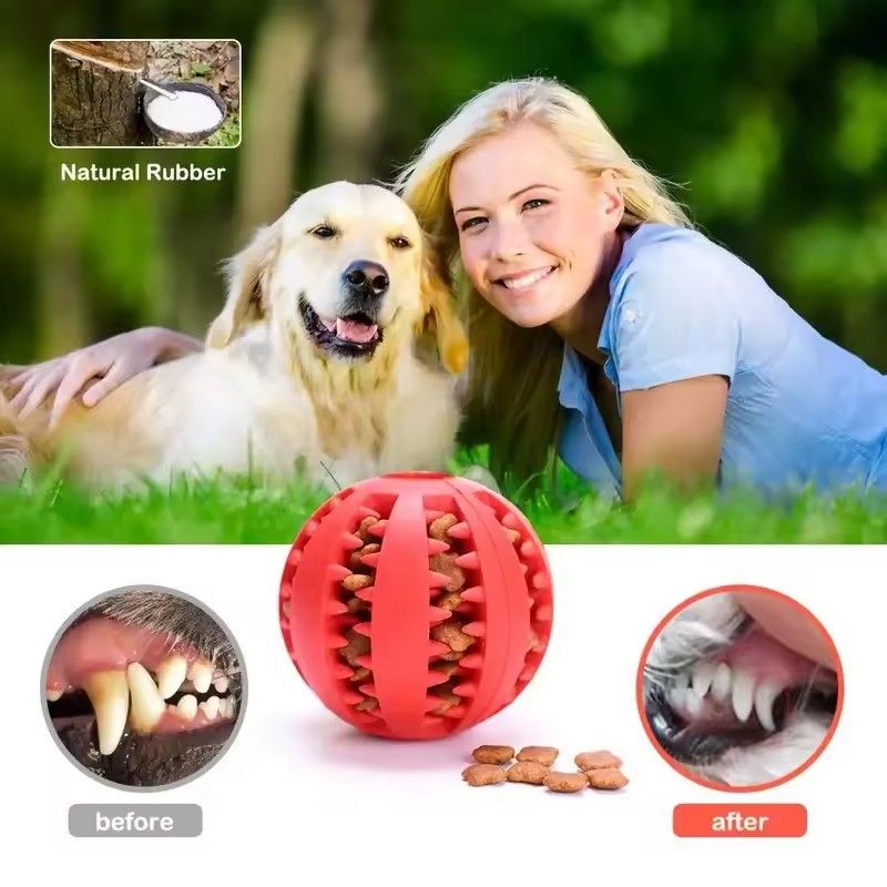 1PC   Dog Toy Ball Can Leak Food Bouncy Ball Rubber Dogs Molar Toys Balls Bite Resistant Pet Teeth Cleaning Toy Dog Accessories