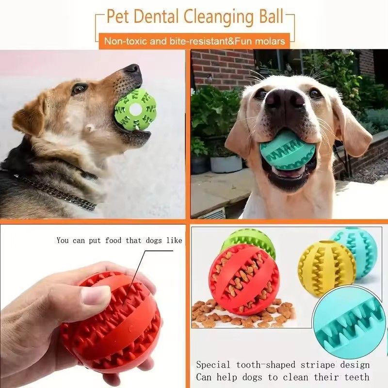 1PC   Dog Toy Ball Can Leak Food Bouncy Ball Rubber Dogs Molar Toys Balls Bite Resistant Pet Teeth Cleaning Toy Dog Accessories