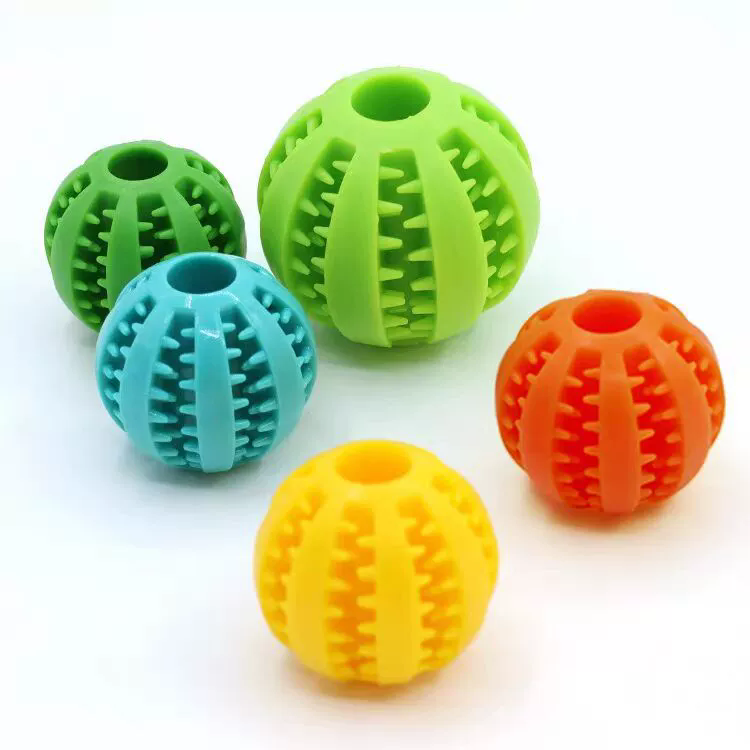 1PC   Dog Toy Ball Can Leak Food Bouncy Ball Rubber Dogs Molar Toys Balls Bite Resistant Pet Teeth Cleaning Toy Dog Accessories