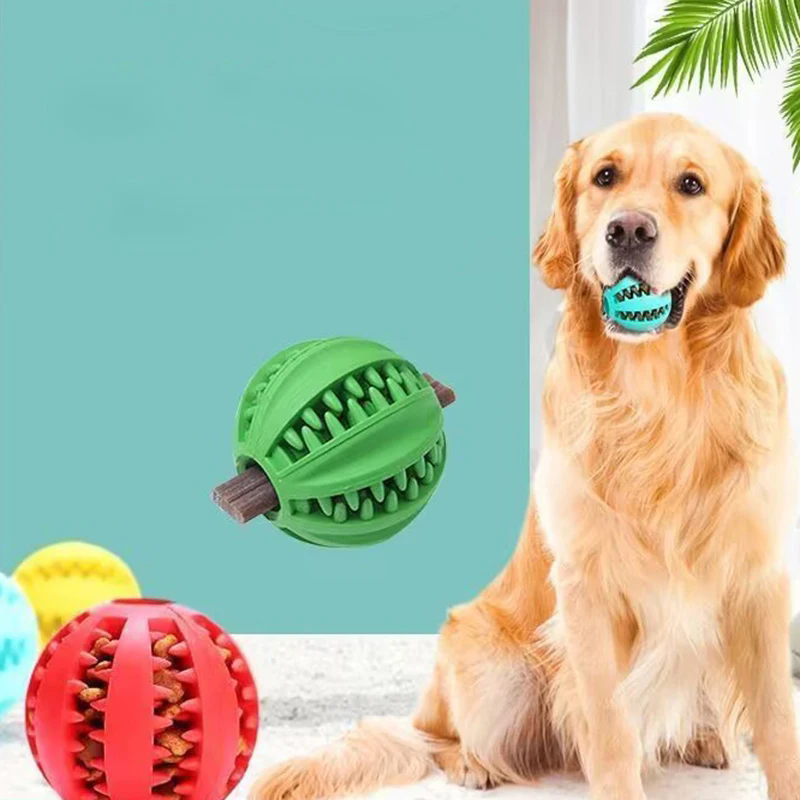 1PC   Dog Toy Ball Can Leak Food Bouncy Ball Rubber Dogs Molar Toys Balls Bite Resistant Pet Teeth Cleaning Toy Dog Accessories
