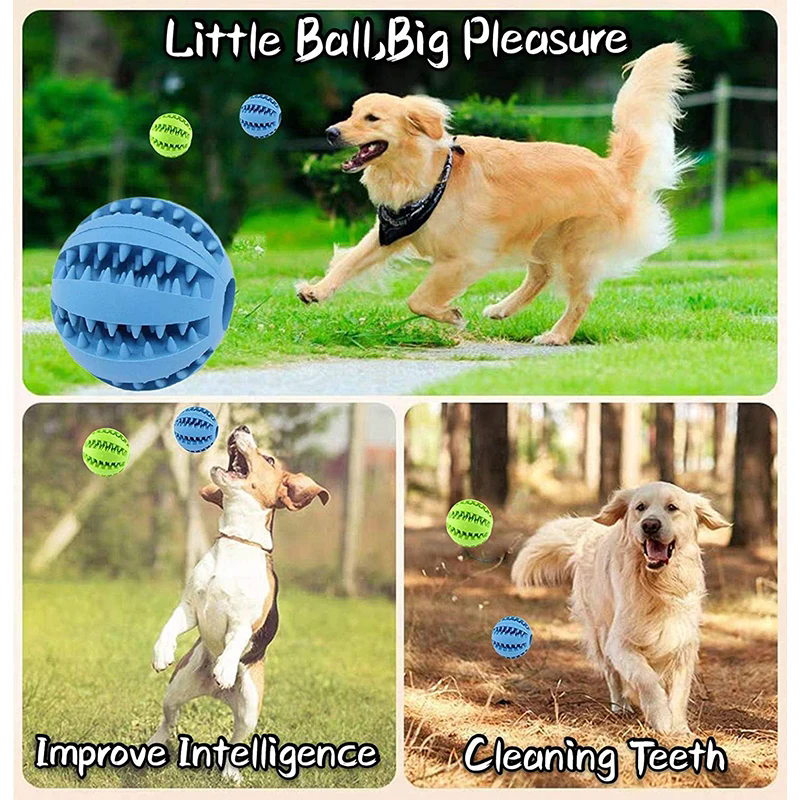1PC   Dog Toy Ball Can Leak Food Bouncy Ball Rubber Dogs Molar Toys Balls Bite Resistant Pet Teeth Cleaning Toy Dog Accessories
