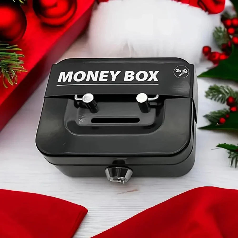 Money Safe Box Lockable Cash Box With Key,Portable Piggy Box Made Of Metal Small Security Lock Box Sturdy Coin Boxes For Kids