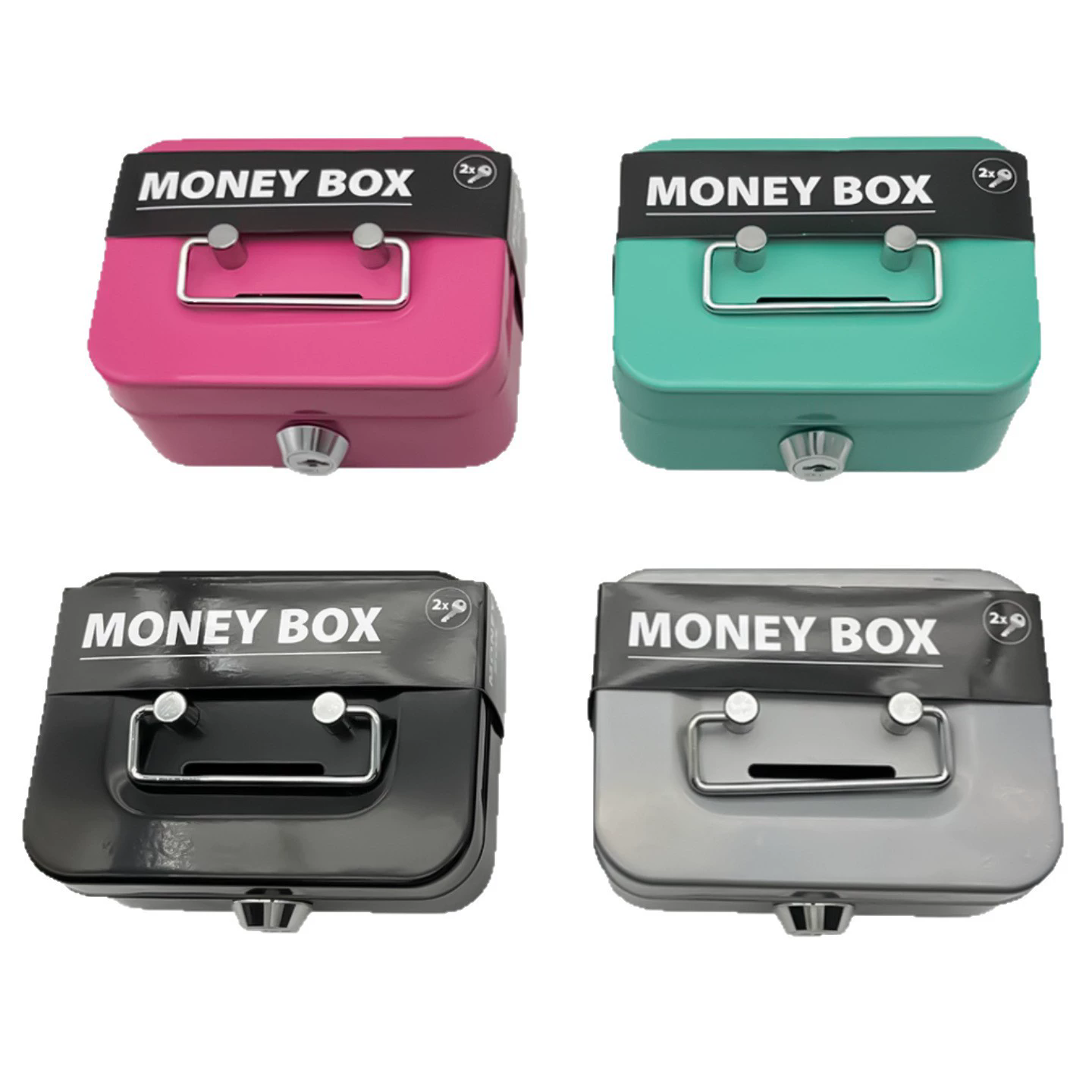 Money Safe Box Lockable Cash Box With Key,Portable Piggy Box Made Of Metal Small Security Lock Box Sturdy Coin Boxes For Kids