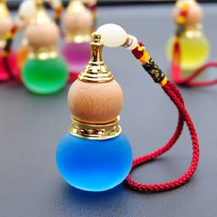 Car Air Freshener Diffuser Aromatherapy Fragrance Calabash Perfume Bottle Empty Clear Glass Pendant Vials 10ml C-672